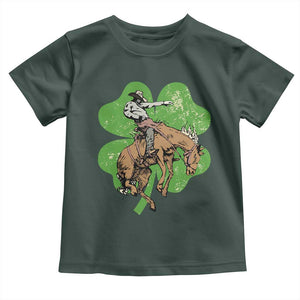 St Patrick's Day Lucky Cowboy Toddler T Shirt Retro Vintage Clover TS02 Dark Forest Green Print Your Wear