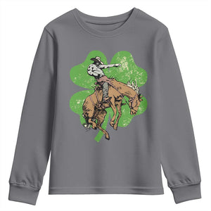St Patrick's Day Lucky Cowboy Youth Sweatshirt Retro Vintage Clover TS02 Charcoal Print Your Wear