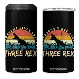 Three Rex 3rd Birthday 4 in 1 Can Cooler Tumbler 3 Years Old Dinosaur Bday Boy TS02 One Size: 16 oz Black Print Your Wear