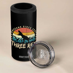 Three Rex 3rd Birthday 4 in 1 Can Cooler Tumbler 3 Years Old Dinosaur Bday Boy TS02 Print Your Wear