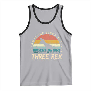 Three Rex 3rd Birthday Tank Top 3 Years Old Dinosaur Bday Boy TS02 Athletic Heather Black Print Your Wear