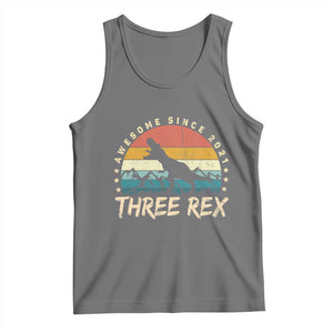 Three Rex 3rd Birthday Tank Top 3 Years Old Dinosaur Bday Boy TS02 Black Heather Print Your Wear