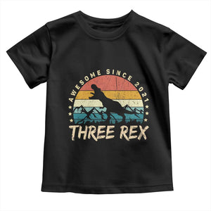 Three Rex 3rd Birthday Toddler T Shirt 3 Years Old Dinosaur Bday Boy TS02 Black Print Your Wear