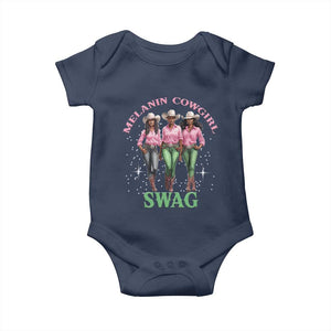 Melanin Cowgirl Swag Baby Onesie Pink Green African American Cowgirls Black History TS02 Navy Print Your Wear