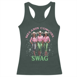 Melanin Cowgirl Swag Racerback Tank Top Pink Green African American Cowgirls Black History TS02 Dark Forest Green Print Your Wear