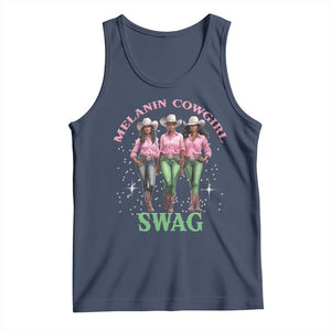 Melanin Cowgirl Swag Tank Top Pink Green African American Cowgirls Black History TS02 Navy Print Your Wear