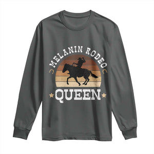 Melanin Rodeo Queen Long Sleeve Shirt Cowgirl Riding Horse African American Cowgirls Retro TS02 S Dark Heather Print Your Wear
