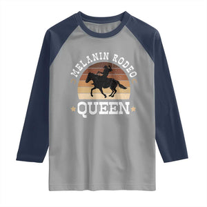 Melanin Rodeo Queen Raglan Shirt Cowgirl Riding Horse African American Cowgirls Retro TS02 Sport Gray Navy Print Your Wear