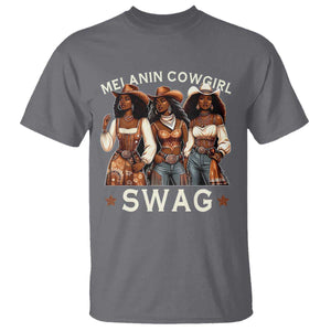 Melanin Cowgirl Swag T Shirt Cool African American Cowgirls Black History TS02 Charcoal Print Your Wear