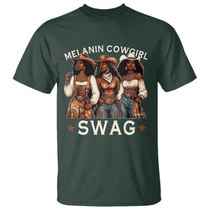 Melanin Cowgirl Swag T Shirt Cool African American Cowgirls Black History TS02 Dark Forest Green Print Your Wear