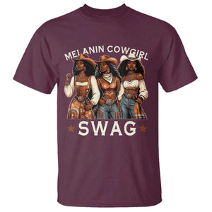Melanin Cowgirl Swag T Shirt Cool African American Cowgirls Black History TS02 Maroon Print Your Wear