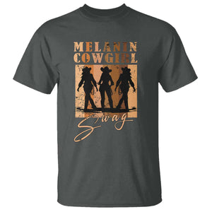 Melanin Cowgirl Swag T Shirt African American Cowgirls Black History Pride Retro TS02 Dark Heather Print Your Wear