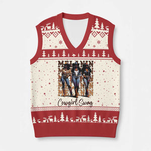 Melanin Cowgirl Swag V-Neck Knit Sweater Vest African American Cowgirls Black History Pride TS02 Beige Red Print Your Wear
