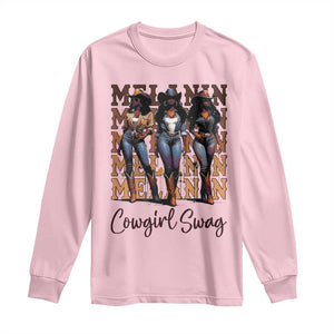 Melanin Cowgirl Swag Long Sleeve Shirt African American Cowgirls Black History Pride TS02 Light Pink Print Your Wear