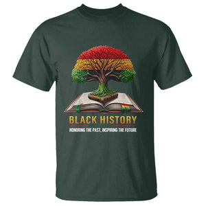 Black History Teacher T Shirt Honoring The Past Inspiring The Future Tree of Life TS02 Dark Forest Green Print Your Wear