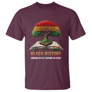 Black History Teacher T Shirt Honoring The Past Inspiring The Future Tree of Life TS02 Maroon Print Your Wear