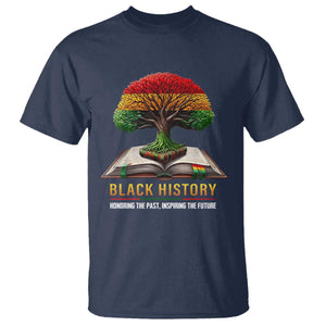 Black History Teacher T Shirt Honoring The Past Inspiring The Future Tree of Life TS02 Navy Print Your Wear