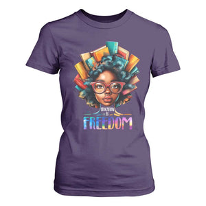 Black History Education Is Freedom T Shirt For Women Black Teacher Books TS02 Purple Print Your Wear