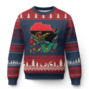 Black Son Future Leader Ugly Christmas Sweater African American Pride Black History Month TS02 Navy Red Print Your Wear