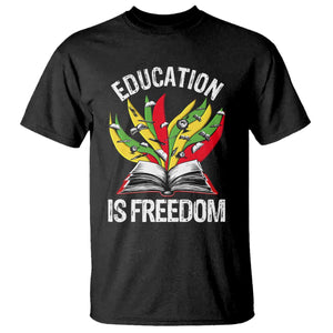 Education Is Freedom T Shirt Teaching Black History Month Books TS02 Black Print Your Wear