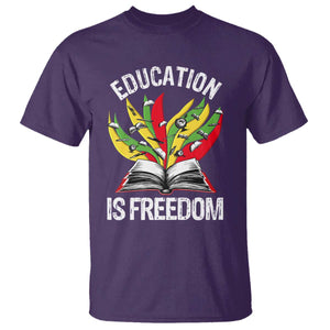 Education Is Freedom T Shirt Teaching Black History Month Books TS02 Purple Print Your Wear