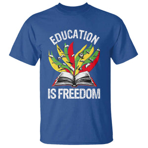 Education Is Freedom T Shirt Teaching Black History Month Books TS02 Royal Blue Print Your Wear