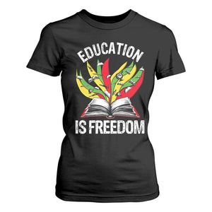 Education Is Freedom T Shirt For Women Teaching Black History Month Books TS02 Black Print Your Wear