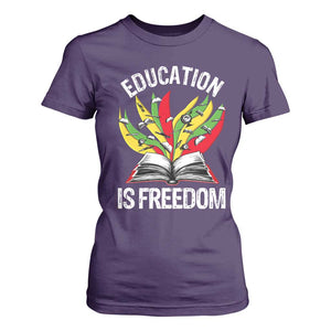 Education Is Freedom T Shirt For Women Teaching Black History Month Books TS02 Purple Print Your Wear