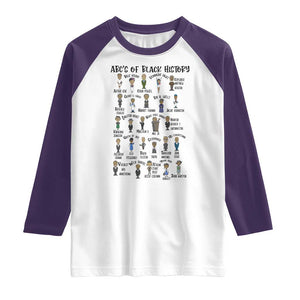 ABCs of Black History Month Raglan Shirt Black Excellence Pride TS02 White Purple Print Your Wear