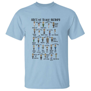 ABCs of Black History Month T Shirt Black Excellence Pride TS02 Light Blue Print Your Wear