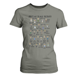 ABCs of Black History Month T Shirt For Women Black Excellence Pride TS02 Military Green Print Your Wear