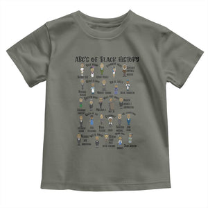 ABCs of Black History Month Toddler T Shirt Black Excellence Pride TS02 Military Green Print Your Wear