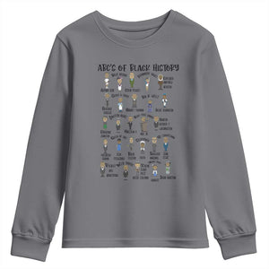 ABCs of Black History Month Youth Sweatshirt Black Excellence Pride TS02 Charcoal Print Your Wear