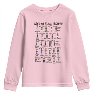 ABCs of Black History Month Youth Sweatshirt Black Excellence Pride TS02 Light Pink Print Your Wear