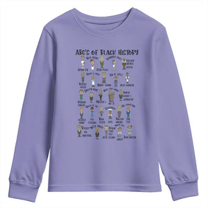 ABCs of Black History Month Youth Sweatshirt Black Excellence Pride TS02 Violet Print Your Wear