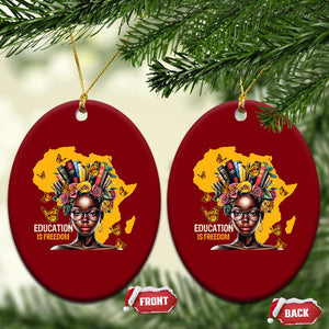 Education Is Freedom Ceramic Ornament Black Teacher Books Black History Month TS02 Print Your Wear