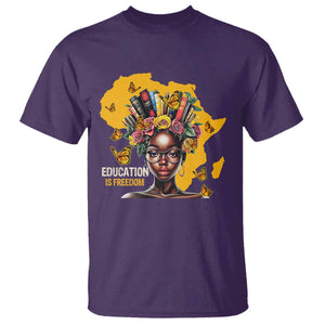 Education Is Freedom T Shirt Black Teacher Books Black History Month TS02 Purple Print Your Wear