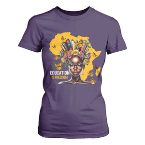 Education Is Freedom T Shirt For Women Black Teacher Books Black History Month TS02 Purple Print Your Wear