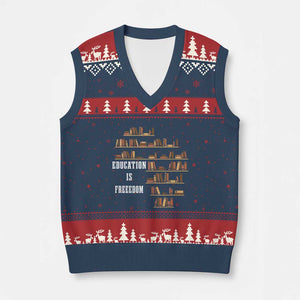 Black History Education Is Freedom V-Neck Knit Sweater Vest African Roots Africa Map TS02 Navy Red Print Your Wear