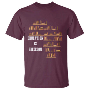 Black History Education Is Freedom T Shirt African Roots Africa Map TS02 Maroon Print Your Wear