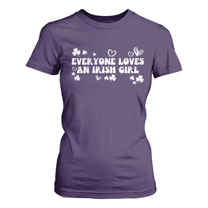 Funny Irish Women T Shirt For Women Everyone Loves An Irish Girl St Patricks Day White TS02 Purple Print Your Wear