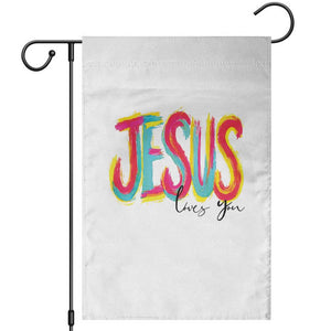 Jesus Loves You Colorful Brush Stroke Christian Garden Flag Faith Inspirational Religious Gift for Believers TS02 White Print Your Wear