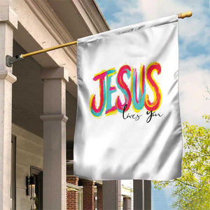 Jesus Loves You Colorful Brush Stroke Christian Garden Flag Faith Inspirational Religious Gift for Believers TS02 Print Your Wear