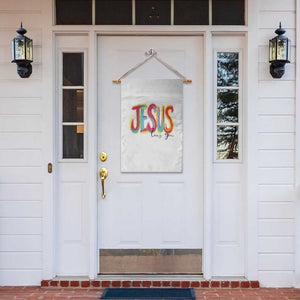 Jesus Loves You Colorful Brush Stroke Christian Garden Flag Faith Inspirational Religious Gift for Believers TS02 Print Your Wear