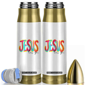 Jesus Loves You Colorful Brush Stroke Christian Bullet Tumbler Faith Inspirational Religious Gift for Believers TS02 White Print Your Wear
