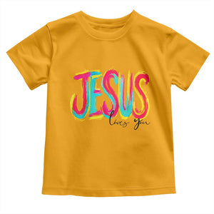 Jesus Loves You Colorful Brush Stroke Christian Toddler T Shirt Faith Inspirational Religious Gift for Believers TS02 Gold Print Your Wear