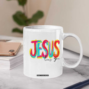 Jesus Loves You Colorful Brush Stroke Christian Coffee Mug Faith Inspirational Religious Gift for Believers TS02 Print Your Wear