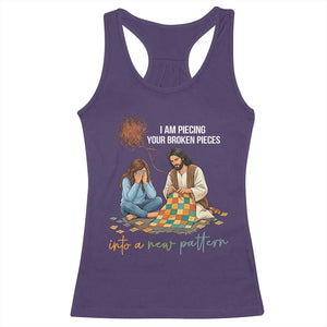 I Am Piecing Your Broken Pieces Christian Healing Racerback Tank Top Jesus Comfort Faith Restoration Inspirational Gift TS02 Purple Print Your Wear