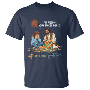 I Am Piecing Your Broken Pieces Christian Healing T Shirt Jesus Comfort Faith Restoration Inspirational Gift TS02 Navy Print Your Wear