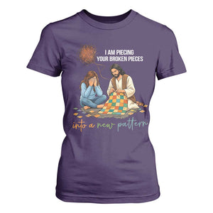 I Am Piecing Your Broken Pieces Christian Healing T Shirt For Women Jesus Comfort Faith Restoration Inspirational Gift TS02 Purple Print Your Wear